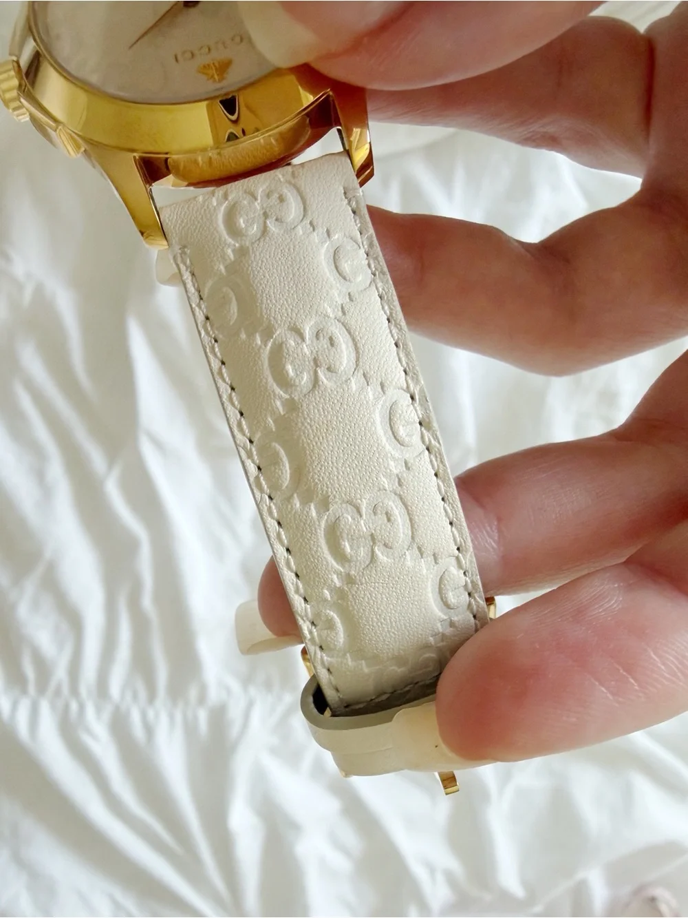 GUCCI G-Timeless 38mm Quartz Watch White Leather